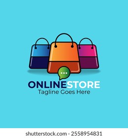 Shopping bag icon for online shop business logo. Online shop logo design inspiration. 
