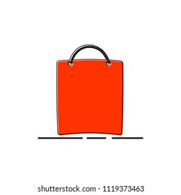 Shopping bag icon, outline design template, vector illustration