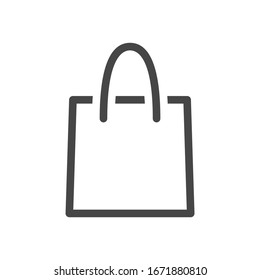 Shopping bag icon. Outline Vector illustration isolated on white background.