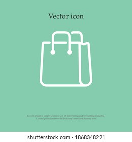 Icono de la bolsa de compras, ilustración del vector de contorno.