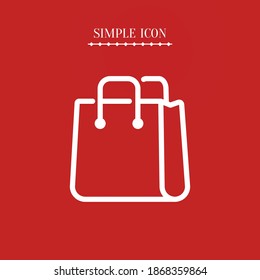 Shopping bag icon, outline vector illustration.