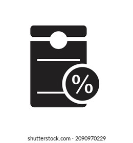 shopping bag icon, package with percent, sale in shop, vector illustration