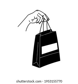 Icono de bolsa de compras, compras, paquetes, ilustración vectorial aislada en fondo blanco.