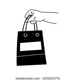 Icono de bolsa de compras, compras, paquetes, ilustración vectorial aislada en fondo blanco.
