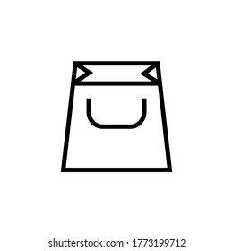 Shopping bag icon, packaging icon  in black line style icon, style isolated on white background