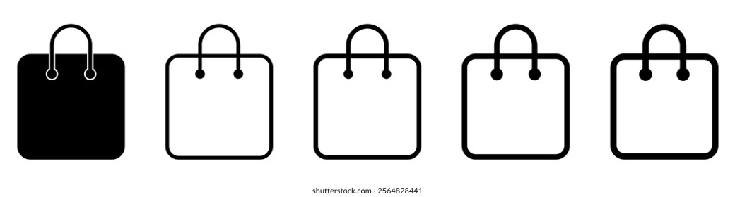 Shopping bag icon. Paper bag icon.