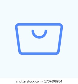 Icono de bolsa de compra para la impresión y el diseño del sitio web. Ilustración circular y delgada de la cesta de la compra. Bolsa de compras en blanco.
