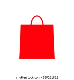 Shopping Bag Icon. Red Icon