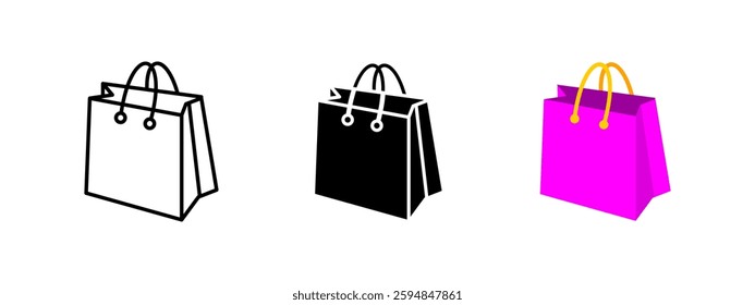 Shopping bag icon. Retail and purchase symbol. Store and market vector illustration. Fashion and commerce pictogram. Carry and packaging concept.