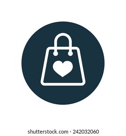 shopping bag icon, round shape, isolated on white background 