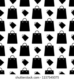 Shopping Bag Icon Seamless Pattern Vector Art Illustration