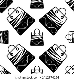 Shopping Bag Icon Seamless Pattern Vector Art Illustration