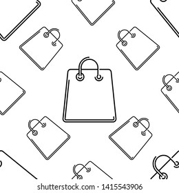 Shopping Bag Icon Seamless Pattern Vector Art Illustration