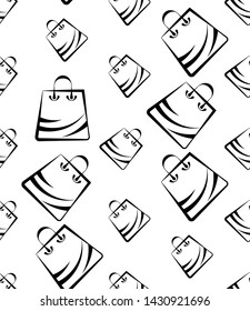 Shopping Bag Icon Seamless Pattern, Shopping Bag Vector Art Illustration