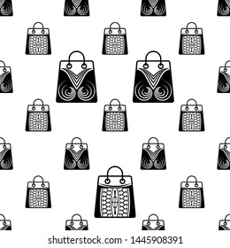 Shopping Bag Icon Seamless Pattern Vector Art Illustration