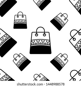 Shopping Bag Icon Seamless Pattern Vector Art Illustration