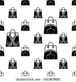 Ícone de saco de compras Padrão sem emenda Vetor Arte Ilustração