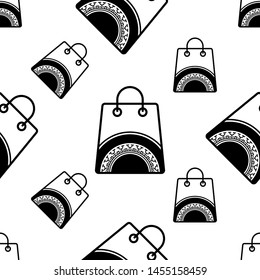 Icono de la bolsa de compras Patrón transparente Ilustración de arte de vectores