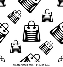 Shopping Bag Icon Seamless Pattern, Shopping Bag Vector Art Illustration