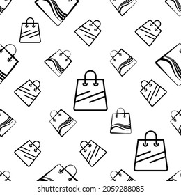 Shopping Bag Icon Seamless Pattern, Shopping Bag Vector Art Illustration
