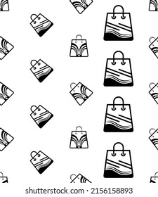 Shopping Bag Icon Seamless Pattern, Shopping Bag Vector Art Illustration