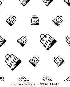 Icono de bolsa de compras Patrón sin inconvenientes, Bag de compras Vector Ilustración de arte