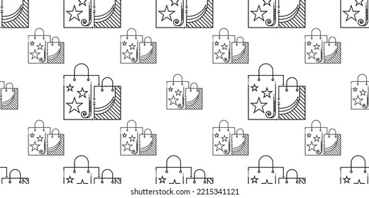 Shopping Bag Icon Seamless Pattern, Cloth, Jute, Paper Eco Friendly Vector Art Illustration