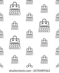 Shopping Bag Icon Seamless Pattern, Shopping Bag Vector Art Illustration