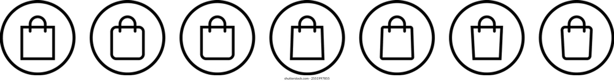 Shopping bag icon set- Shopping bags icons, packages symbol in filled, thin line, outline and stroke style. Shopping illustration
