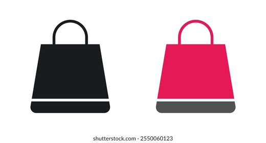 Ícone de saco de compras definido na versão preta e colorida