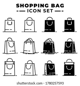 Shopping bag icon set. Collection of shopping bag icon. Vector and illustration.
