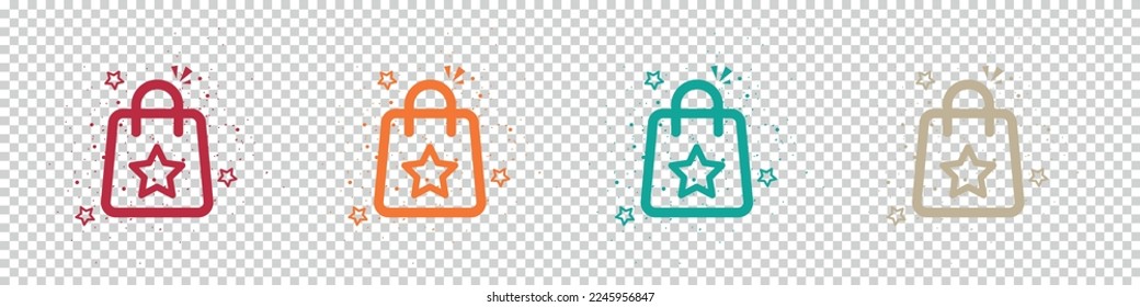 Shopping Bag Icon Set - Colorful Vector Illustration Isolated On Transparent Background
