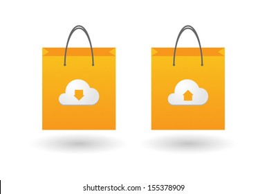 Shopping bag with icon set concept illustration