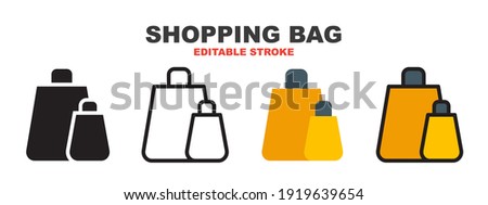 Shopping Bag icon set with different styles. Colored vector icons designed in filled, outline, flat, glyph and line colored. Editable stroke style can be used for web, mobile, ui and more.