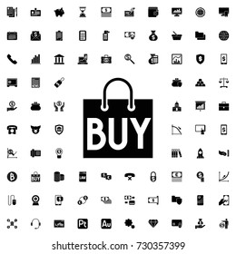 Shopping bag icon. set of filled finance icons.