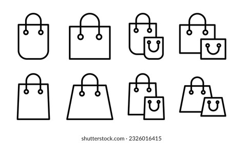 Shopping bag icon set illustration. shopping sign and symbol