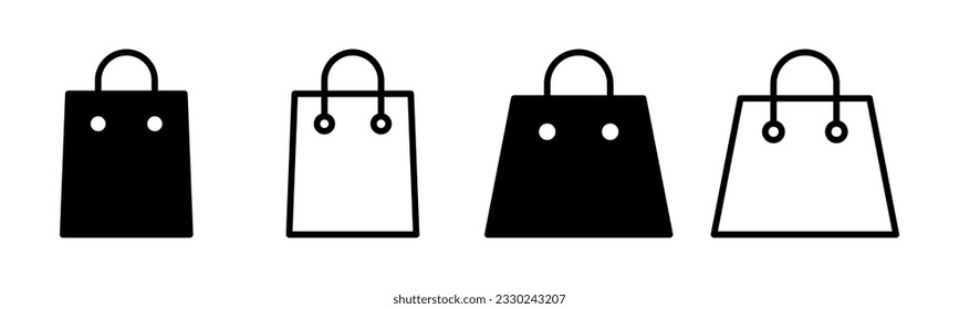 Ilustración del conjunto de iconos de la bolsa de compras. signo de compra y símbolo