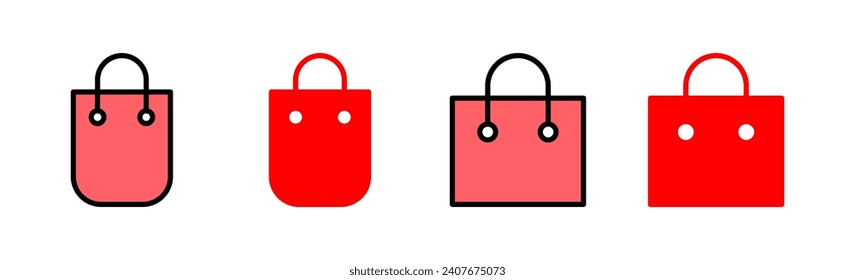 Ilustración del conjunto de iconos de la bolsa de compras. signo de compra y símbolo