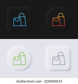 Shopping bag icon set, Multicolor neumorphism button soft UI Design for Web design, Application UI and more, Icon set, Button, Vector.