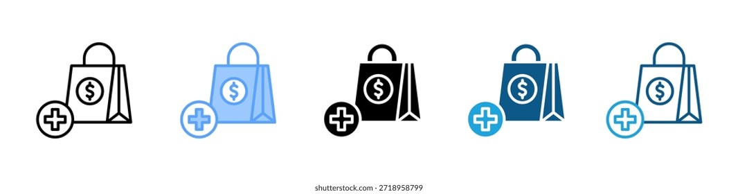 Conjunto de iconos de bolsa de compras colección de estilo múltiple