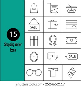 shopping bag icon set online purchase shopping cart trolley symbol outline style illustration vector design