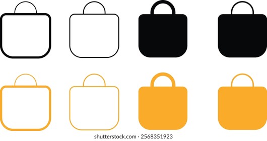 Shopping Bag Icon Set. shopping or online shopping bag symbol for e commerce