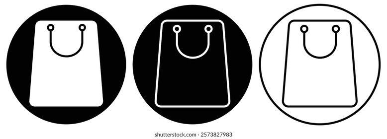 Shopping bag icon set. Online shopping bag logo. Shopping bag icon in outline and black fill color. Shopping bag silhouette vector illustrator. 