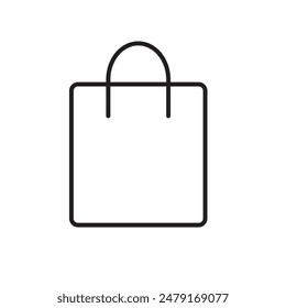 Shopping bag icon set. Outline bag symbol. Shopping illustration. Package icon in line. Shop bag in outline. Stock vector illustration.