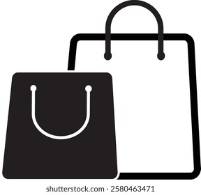 Shopping bag icon set. Outline bag symbol on the white background
