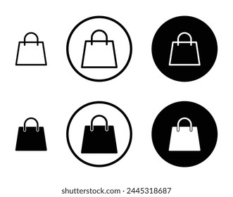 Shopping Bag Icon Set. Retail Market Store Purchase Bag Sign. Merchandise Gift Shopper Bag Vector Icon suitable for apps and websites UI designs.