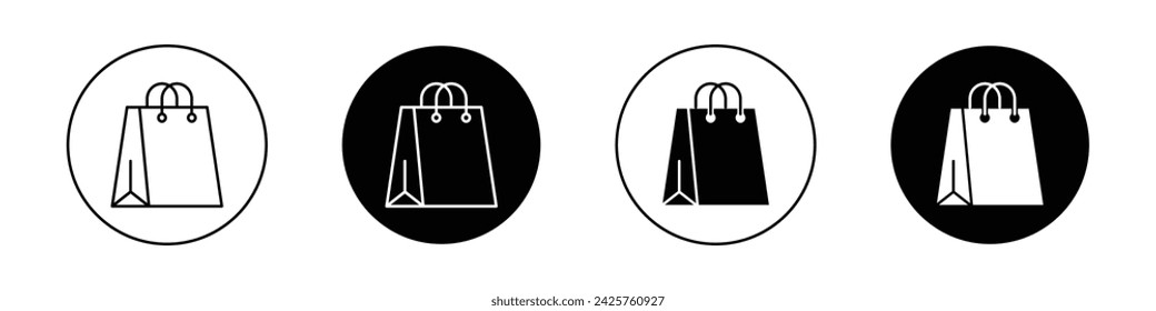 Shopping Bag Icon Set. Shop Gift Paper Vector Symbol in a Black Filled and Outlined Style. Consumer Joy Sign.