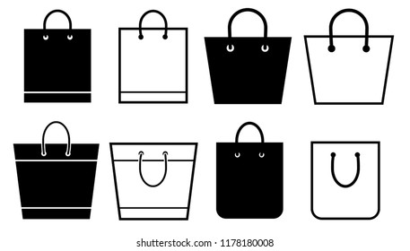 shopping bag icon set, simple style vector