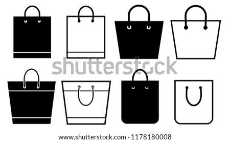 shopping bag icon set, simple style vector