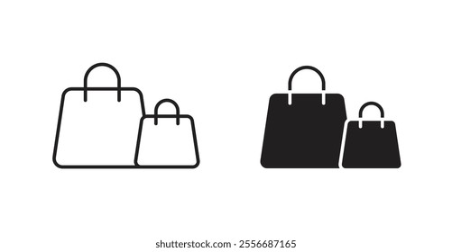 Shopping bag icon set in Thin line black color.